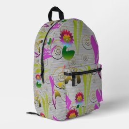 Mochila Impresa Abstract Floral with Spirals 2