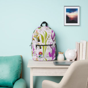 Mochila Impresa Abstract Floral with Spirals 6