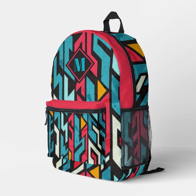 Mochila Impresa Abstract graffiti pattern urban street art print (Esquina derecha trasera )
