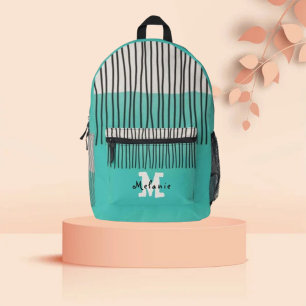 Mochila Impresa Abstract green minimal style sketched Monogram 