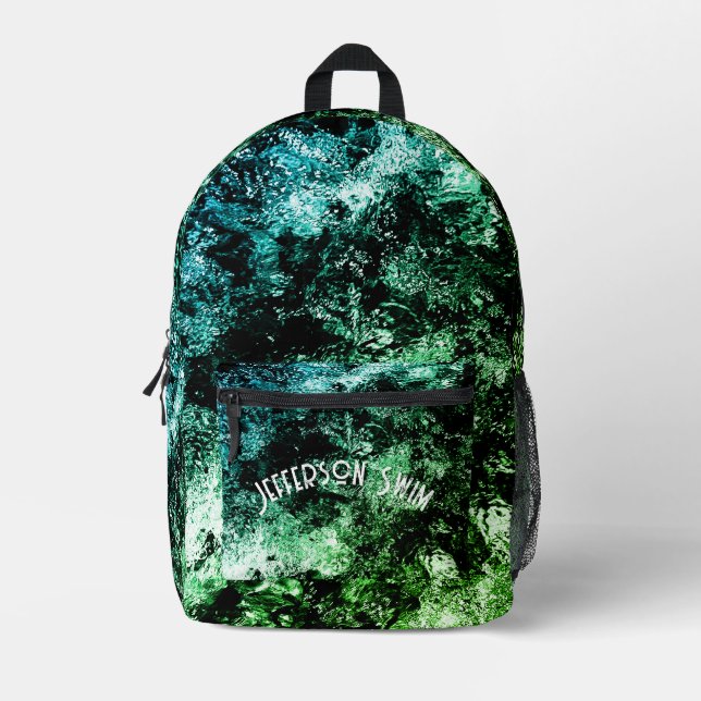 Mochila Impresa Abstracto azul/verde Agua tumultuosa (Anverso)