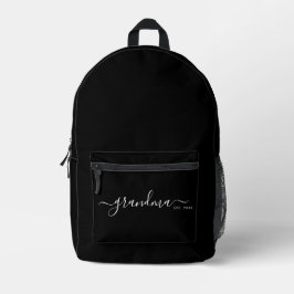 Mochila Impresa Abuela establecida con letra moderna negra