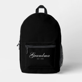 Mochila Impresa Abuela establecida guion elegante negro