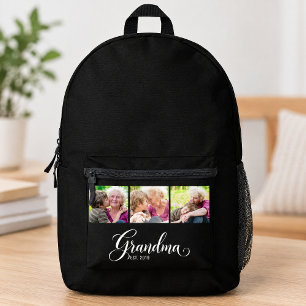 Mochila Impresa Abuela Estableció Elegante Escritura Negra 3 Foto
