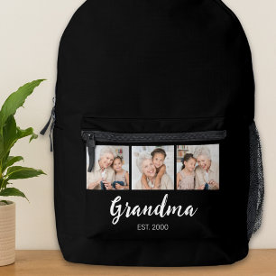 Mochila Impresa Abuela Estableció Escritura Moderna 3 Foto Negra