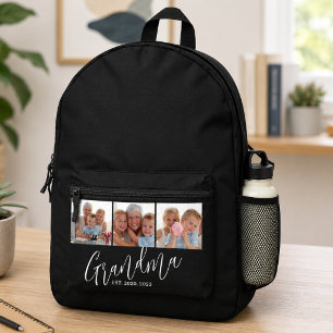 Mochila Impresa Abuela Estableció Escritura Moderna Negra 3 Foto