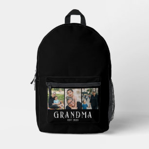 Mochila Impresa Abuela Estableció Negrita Moderna Negra 3 Foto