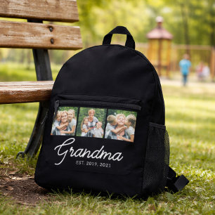 Mochila Impresa Abuela Estableció Negro 3 Foto