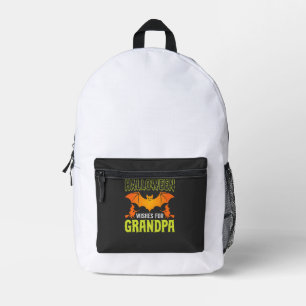 Mochila Impresa Abuelo de Halloween Murciélago Bruja Deseos