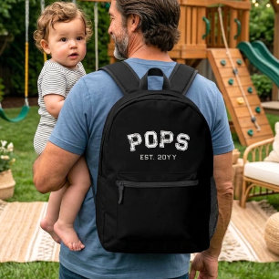 Mochila Impresa Abuelo Est Año Apodo Negrita Varsity Blanco