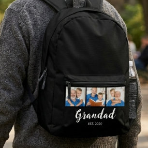 Mochila Impresa Abuelo Estableció Escritura Moderna 3 Foto Negro