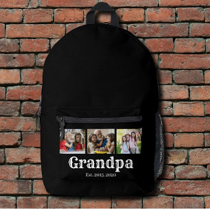 Mochila Impresa Abuelo Estableció simple Escritura Negra 3 Foto