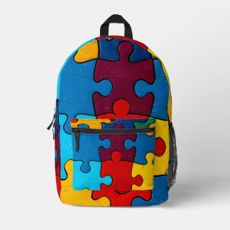 Mochila Impresa Aceptación del puzzle del corazón del amor Autismo