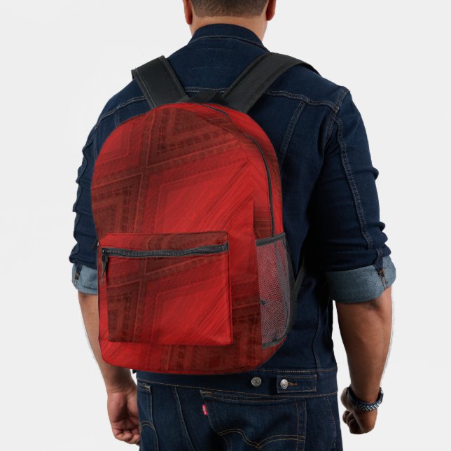 Mochila Impresa Aceptación | Patrón de Boho Ecléctico Rojo (Insitu (Modelo))