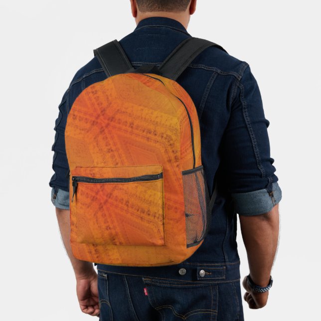 Mochila Impresa Aceptación | Patrón de Shibori Amarillo Naranja Ro (Insitu (Modelo))