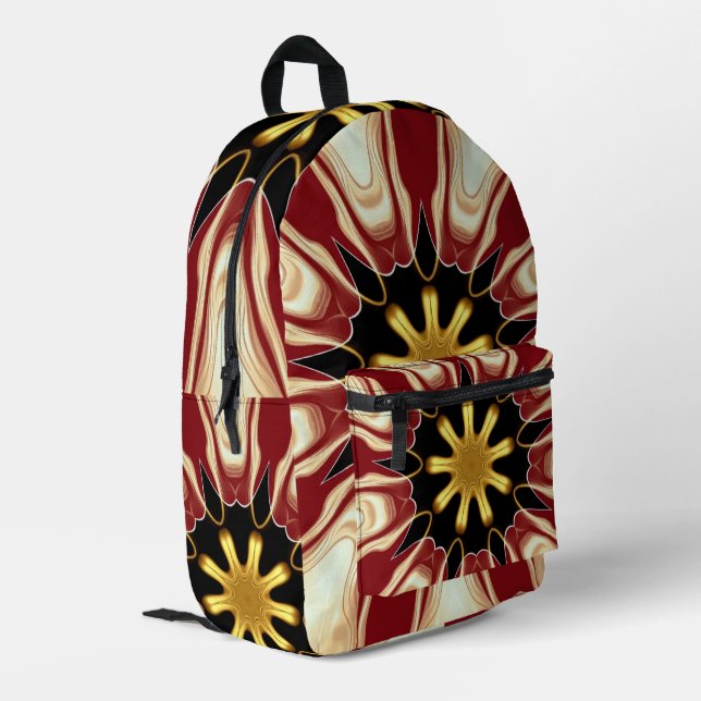 Mochila Impresa Achempong: Starburst  | Deep Crimson & Gold Luxury (Esquina izquierda trasera)