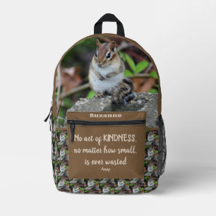 Mochila Impresa Actos De Amabilidad Cita Inspiradora Chipmunk