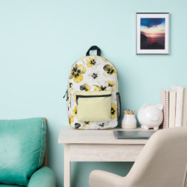 Mochila Impresa Acuarela Amarillo Floral 