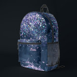 Mochila Impresa acuarela azul oscuro y purpurina chunky falso<br><div class="desc">mochila giratoria</div>