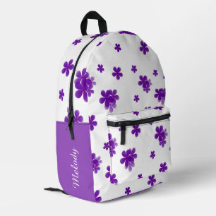 Mochila Impresa acuarela morado patrón floral para Chicas y adoles