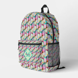 Mochila Impresa Acuarela Pear Rápidamente Flores Cactus Monograma