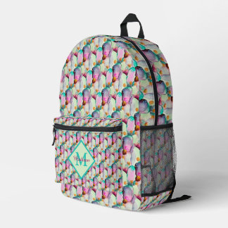 Mochila Impresa Acuarela Pear Rápidamente Flores Cactus Monograma