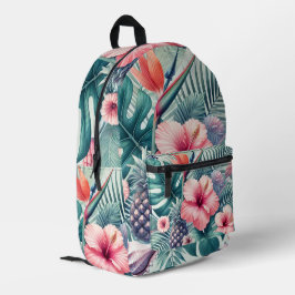 Mochila Impresa Acuarela tropical floral y playa