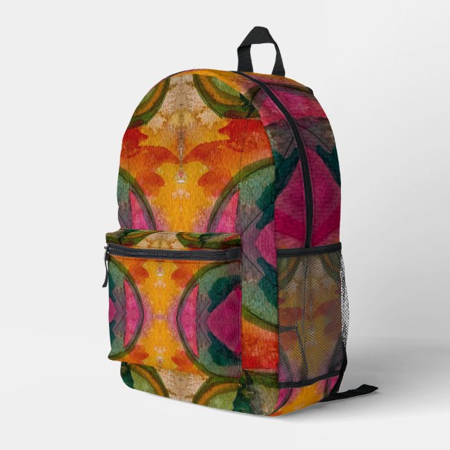 Mochila Impresa Acuarela Y Tinta Resumen Arte Expressionista (Esquina derecha trasera )