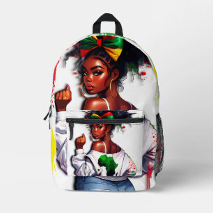 Mochila Impresa Adolescente afroamericana celebrando su herencia