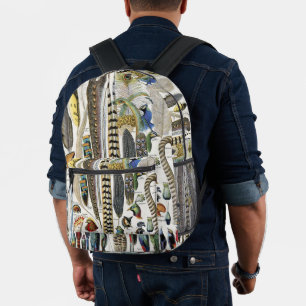 Mochila Impresa Adolphe Millot Dark Academia Vintage Pluma de Ave