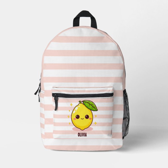 Mochila Impresa Adorable limón amarillo blanco personalizado perso (Anverso)
