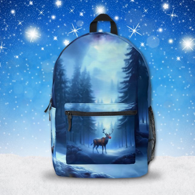 Mochila Impresa Adorables vacaciones de invierno de renos en el pa (Subido por el creador)