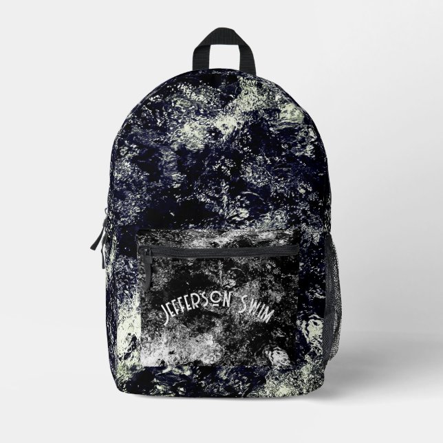 Mochila Impresa Aguas que caen en blanco y negro (Anverso)