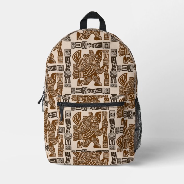 Mochila Impresa Águila azteca guerrera arte tribal antiguo (Anverso)