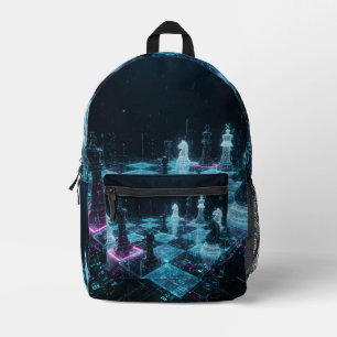 Mochila Impresa Ajedrez Cyberpunk, Juego de Tablero Digital Neon S