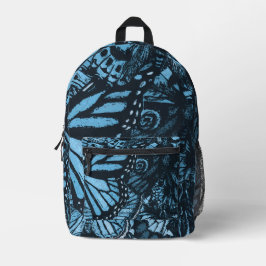 Mochila Impresa Ala de Mariposa Azul Impactante Patrón Estético 
