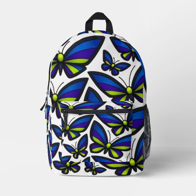 Mochila Impresa Alas verdes moradas azules ahora (Anverso)
