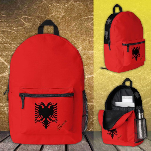 Mochila Impresa Albania, mochila, bandera albanesa, águila/Persona (Subido por el creador)
