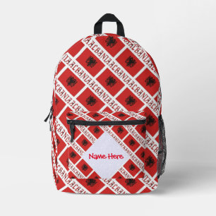 Mochila Impresa Albania y baldosa de bandera albanesa personalizac