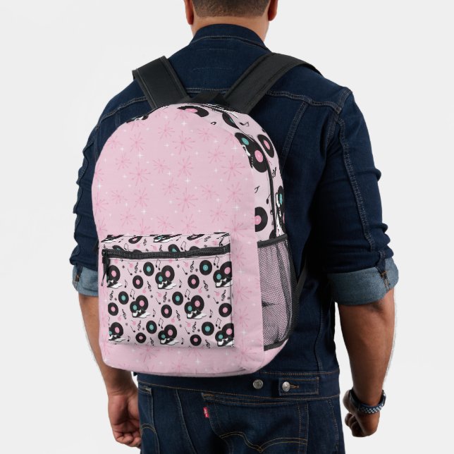 MOCHILA IMPRESA ÁLBUMES DE VINILO TEMÁTICOS DEL RETRO PINK & BLUE  (Insitu (Modelo))