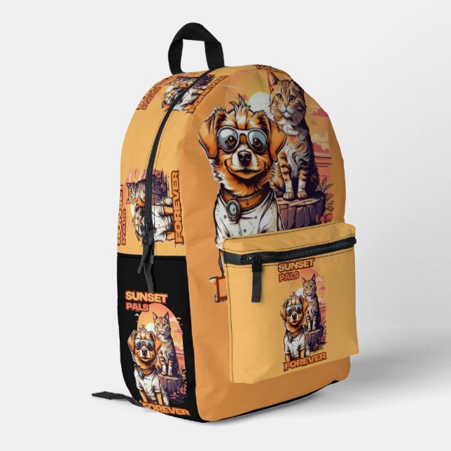 Mochila Impresa Alegre escena de Arte Animal Sunset (Esquina izquierda trasera)