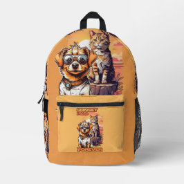 Mochila Impresa Alegre escena de Arte Animal Sunset