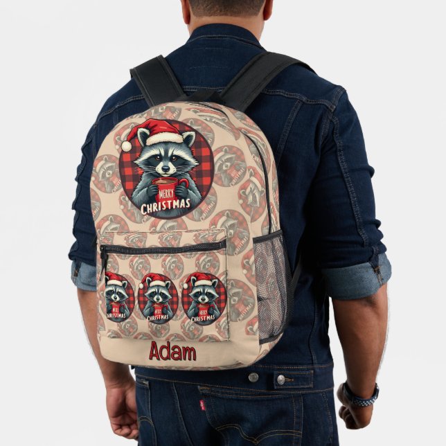 Mochila Impresa Alegría de Cacao de Mapache de Navidad (Insitu (Modelo))