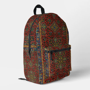 Mochila Impresa Alfombra Persa Roja Azul Clásica