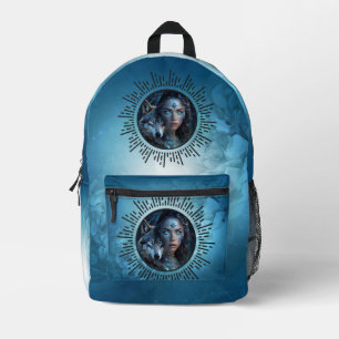 Mochila Impresa Alianza celestial el lobo y la bella mujer