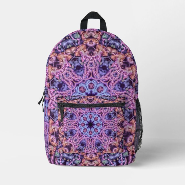 Mochila Impresa Alien Purple Psychedelic Kaleidoscopic Mandala (Anverso)