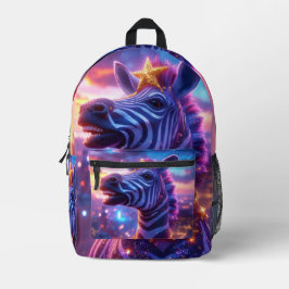 Mochila Impresa Almohada Redonda Estrellas y Franjas con Cebra Zan