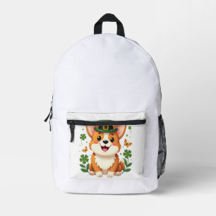 Mochila Impresa Amante de Corgi Trébol Feliz Día de San Patricio
