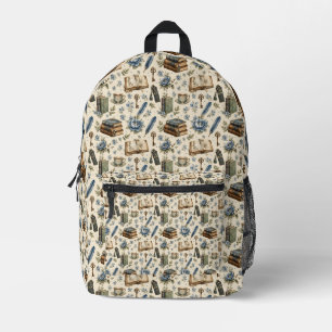 Mochila Impresa Amante de Libros Antiguos Estampado Floral   Botán