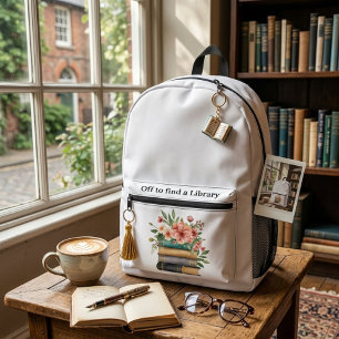 Mochila Impresa amante de libros elegantes con acuarela floral